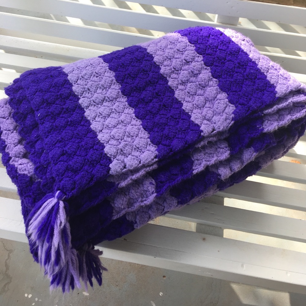 Vintage Purple Afghan Twin Size